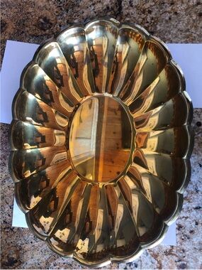 Brass Decorative Scalloped Bowl - Shiny Gold Finish